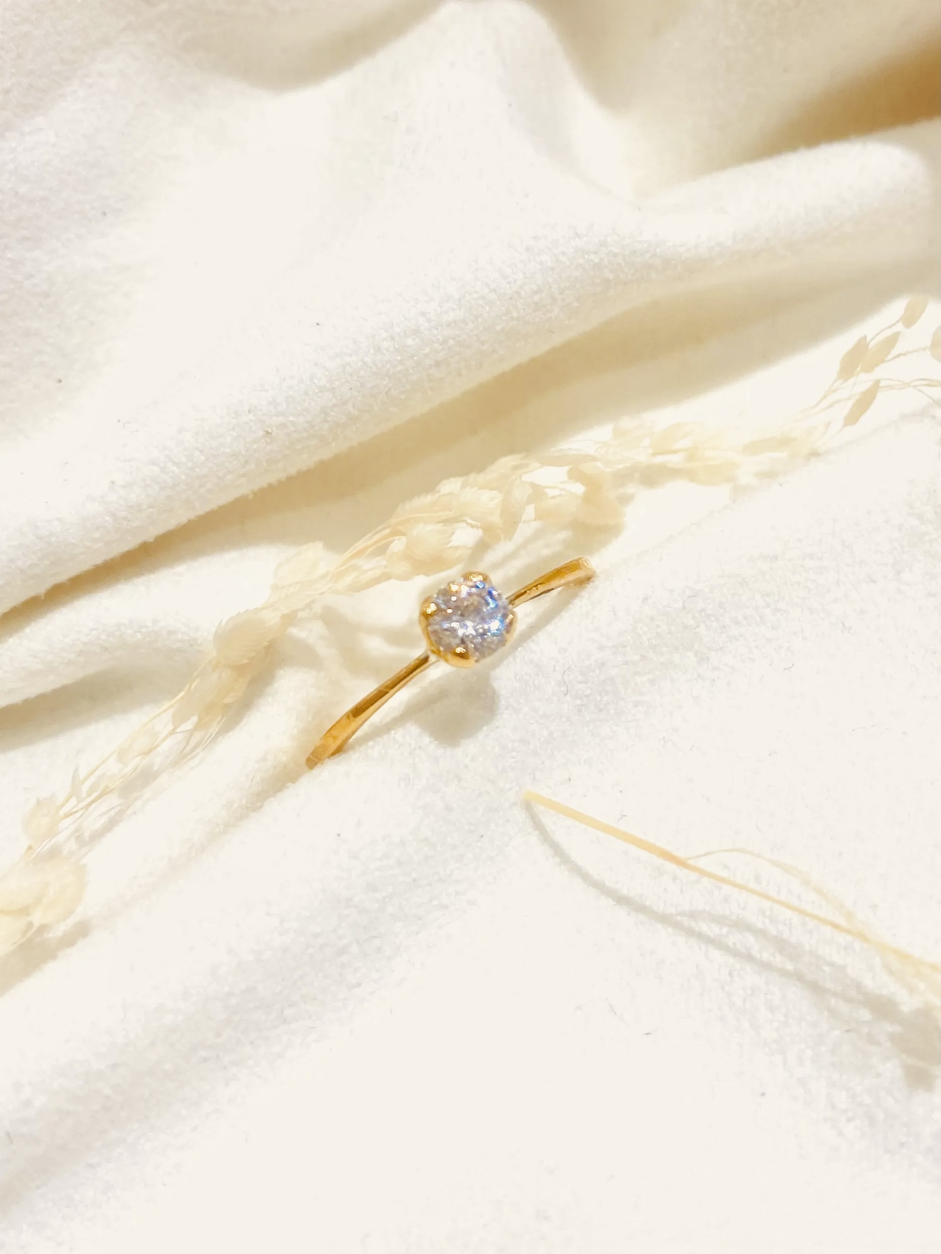 bague lisse diamant or
