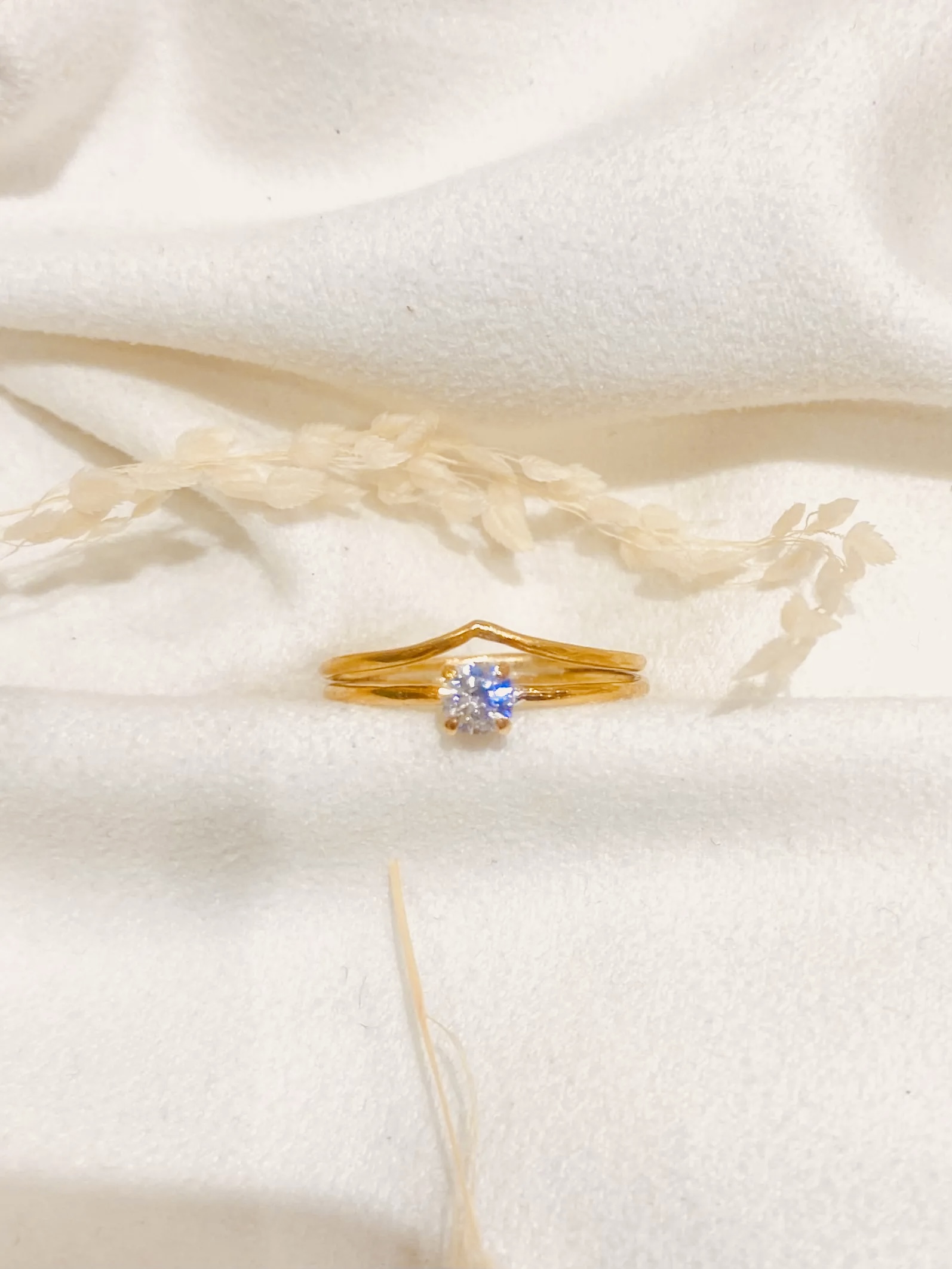 bague vague diamant or